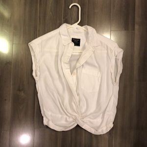 Crop top white collared button down